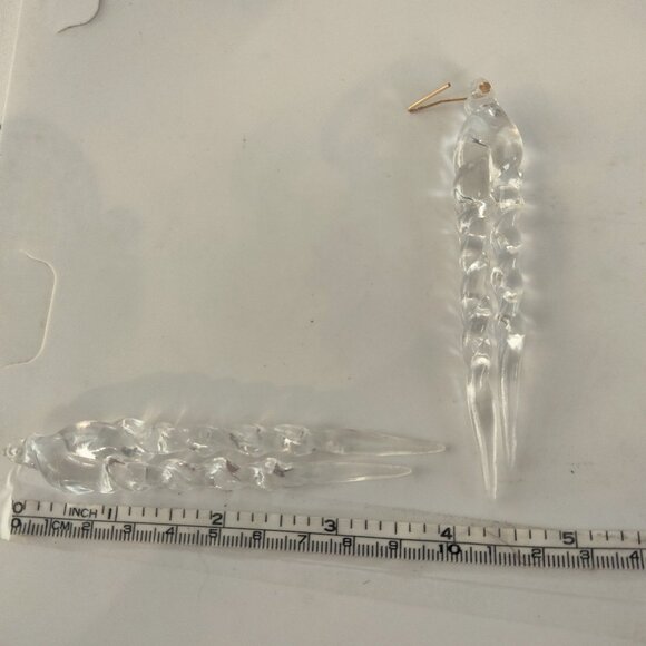 Clear Acrylic Icicle Ornaments Gold Hooks Christmas Tree Decoration Lot 10 - Picture 5 of 6